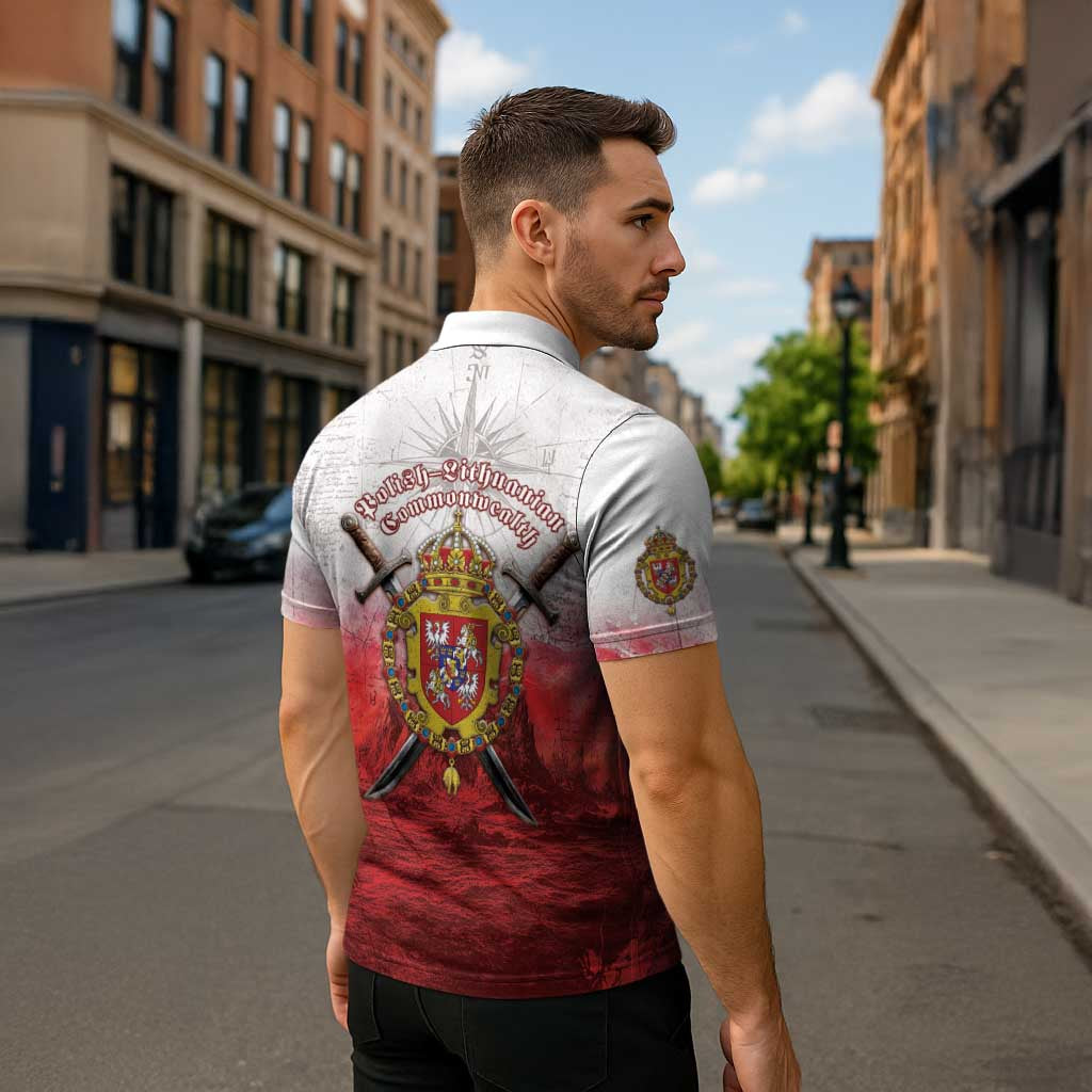 Polish-Lithuanian Commonwealth Zipper Polo Shirt Medieval Royal Coat Of Arms Heritage