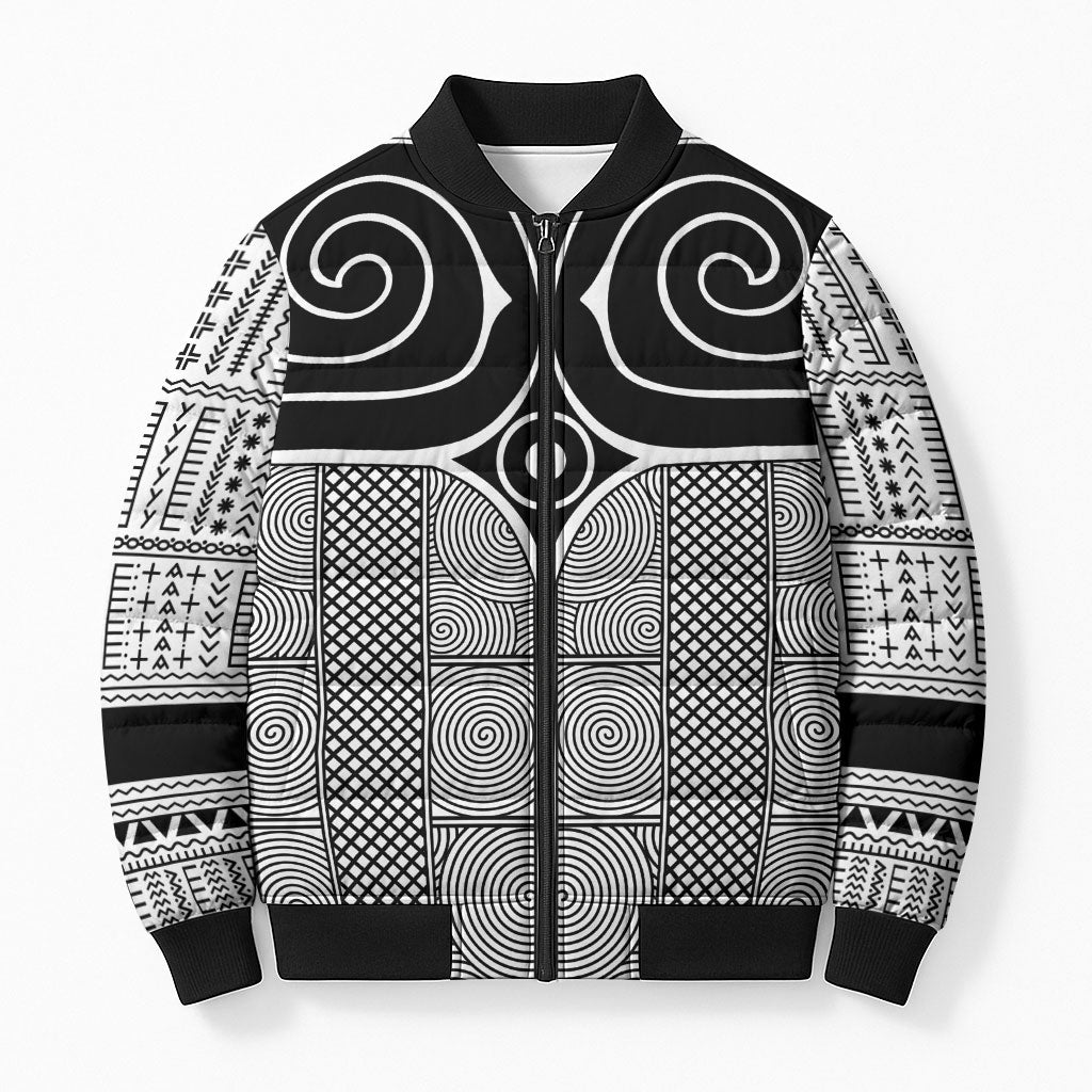 Japan Bomber Puffer Jacket Jomon Tattoo Inspiration White