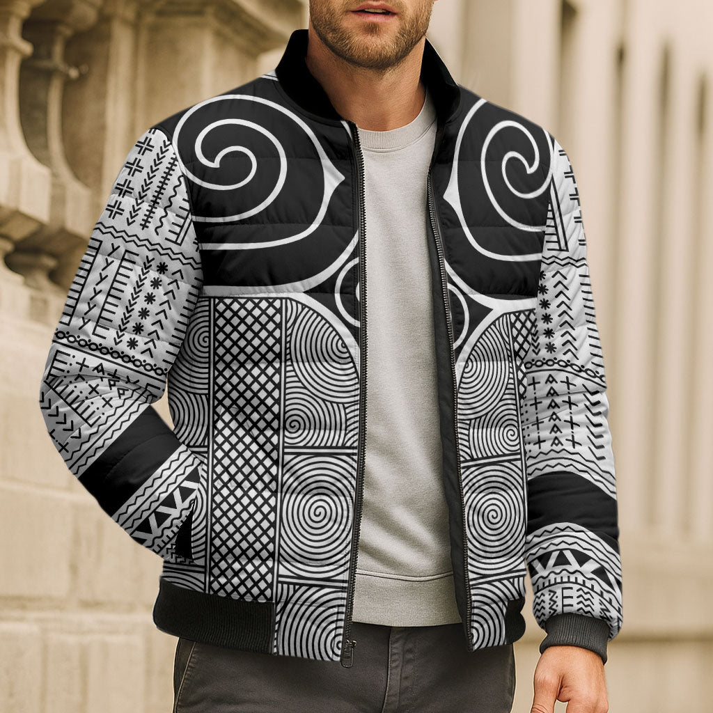 Japan Bomber Puffer Jacket Jomon Tattoo Inspiration White