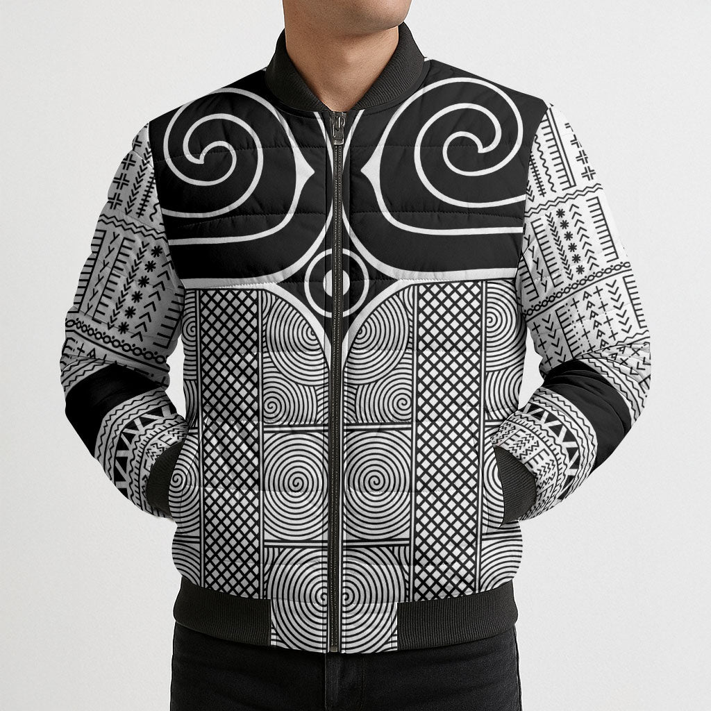 Japan Bomber Puffer Jacket Jomon Tattoo Inspiration White