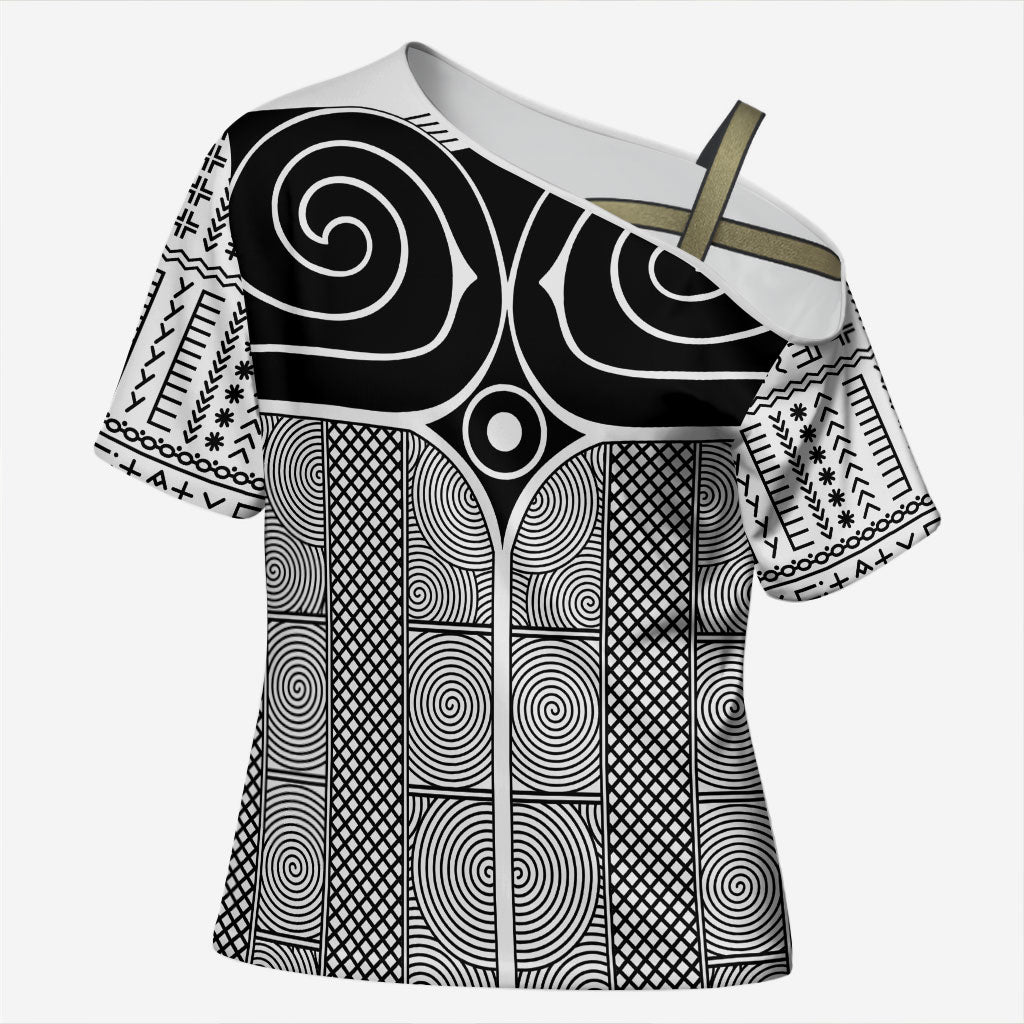 Japan Cross Shoulder Shirt Jomon Tattoo Inspiration White