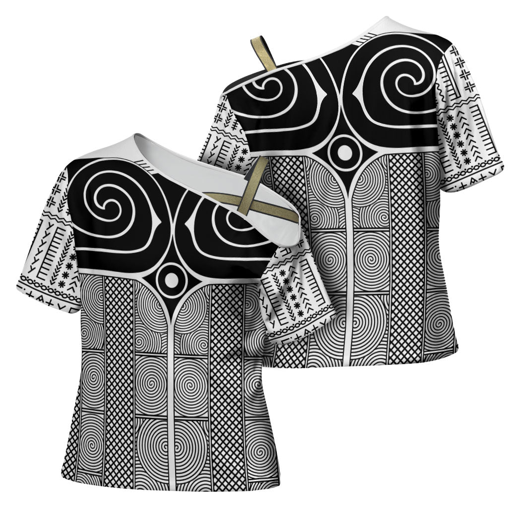 Japan Cross Shoulder Shirt Jomon Tattoo Inspiration White