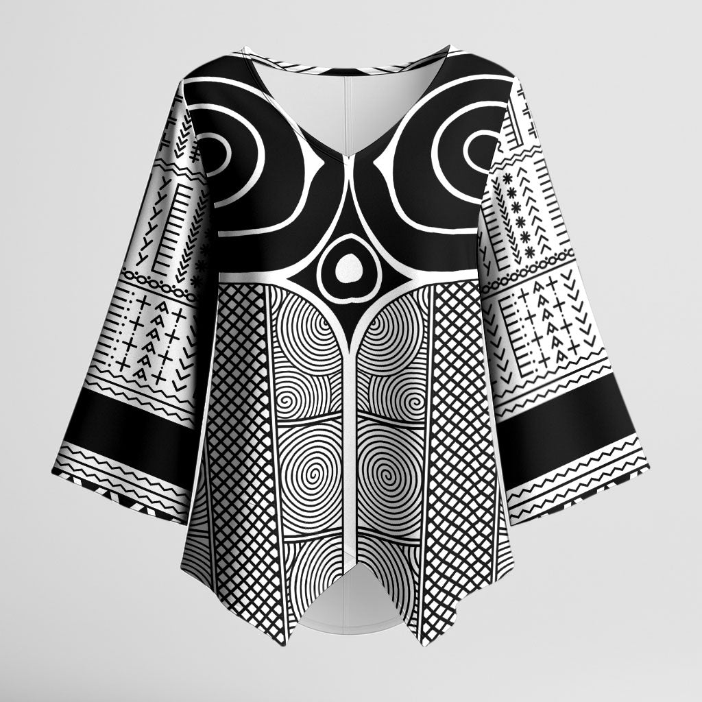 Japan Kimono Sleeve Blouse Jomon Tattoo Inspiration White