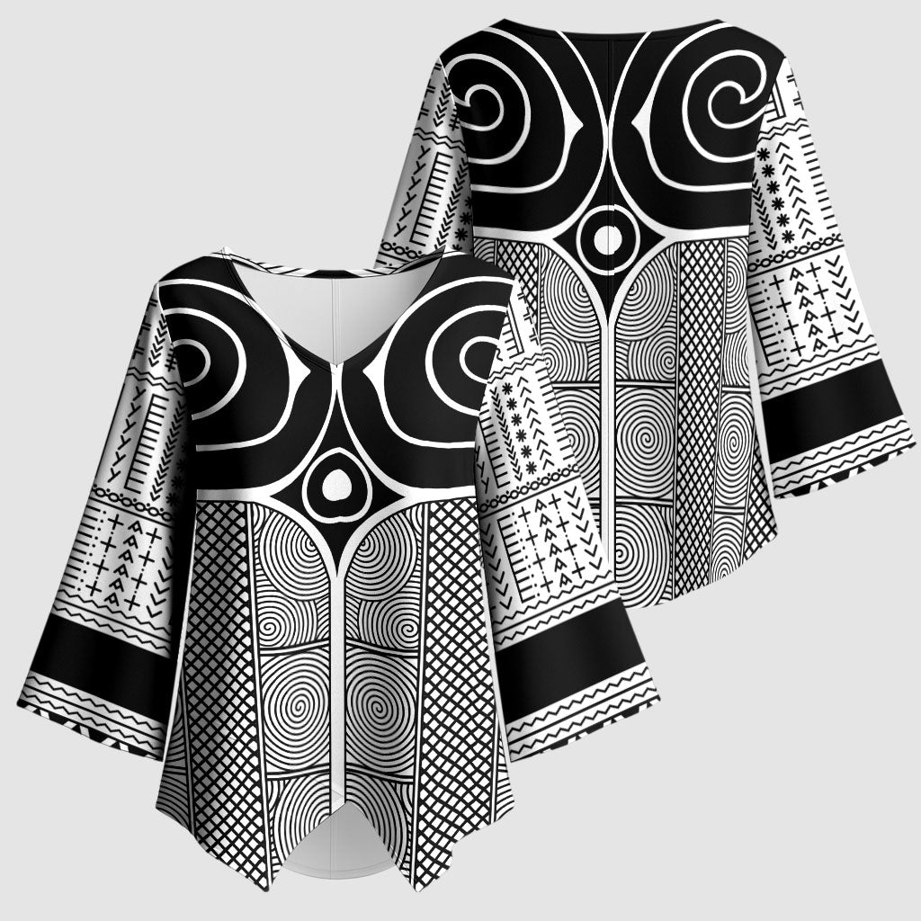 Japan Kimono Sleeve Blouse Jomon Tattoo Inspiration White