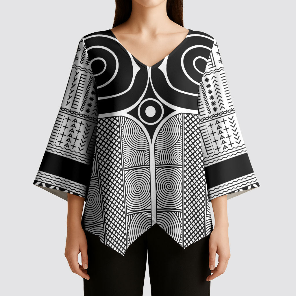 Japan Kimono Sleeve Blouse Jomon Tattoo Inspiration White