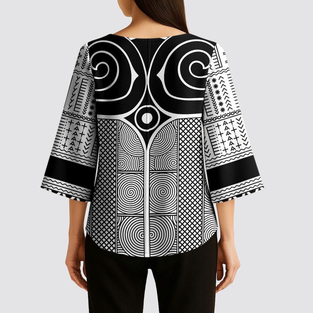 Japan Kimono Sleeve Blouse Jomon Tattoo Inspiration White