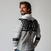 Japan Long Sleeve Polo Shirt Jomon Tattoo Inspiration White