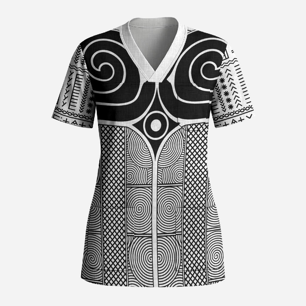 Japan Scrub Top Jomon Tattoo Inspiration White