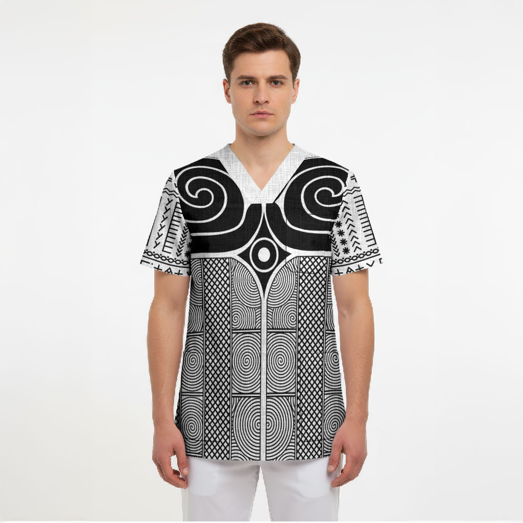 Japan Scrub Top Jomon Tattoo Inspiration White