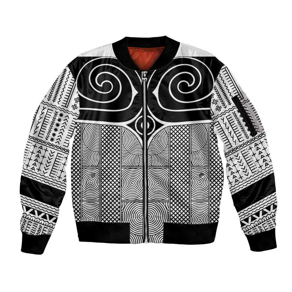 Japan Sleeve Zip Bomber Jacket Jomon Tattoo Inspiration White