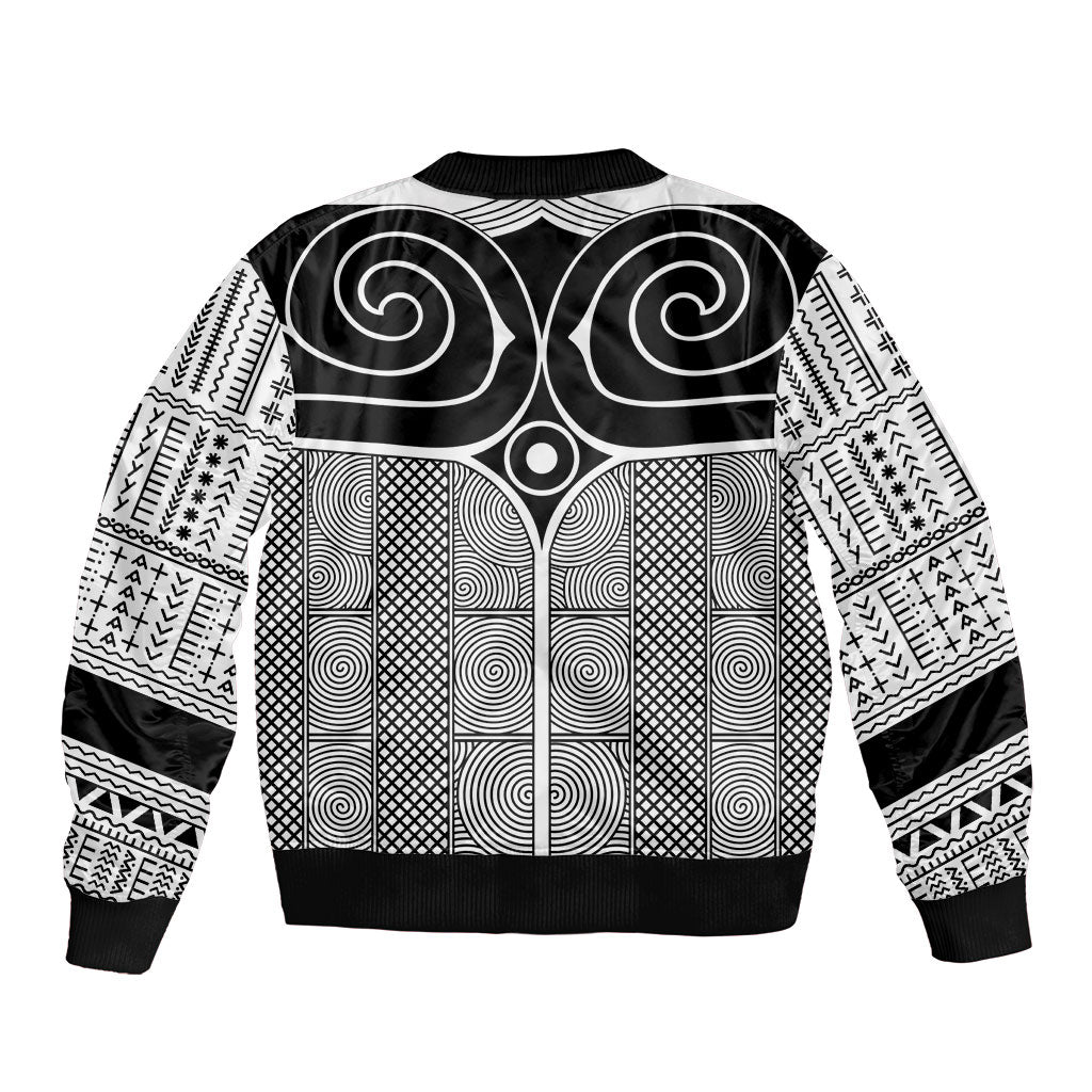 Japan Sleeve Zip Bomber Jacket Jomon Tattoo Inspiration White
