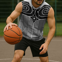 Japan Sleeveless Hoodie Jomon Tattoo Inspiration White