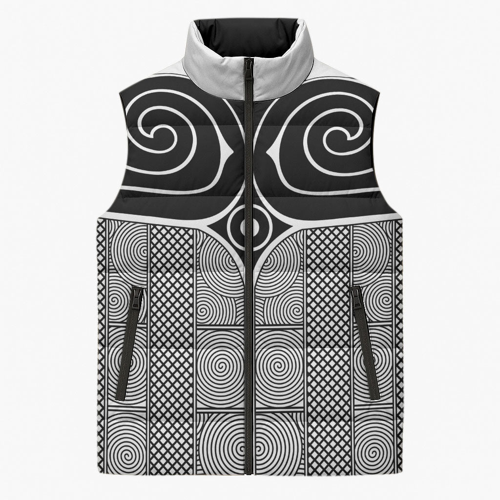 Japan Sleeveless Puffer Jacket Jomon Tattoo Inspiration White