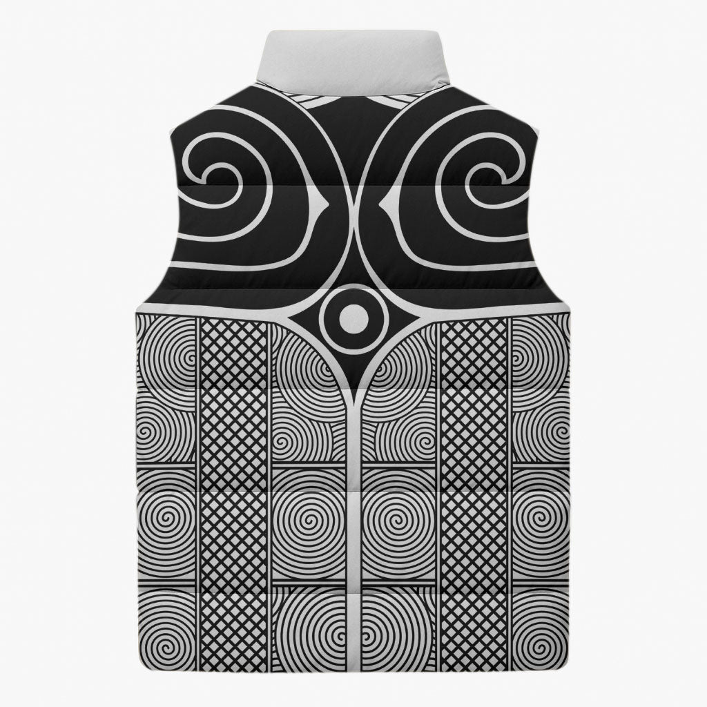 Japan Sleeveless Puffer Jacket Jomon Tattoo Inspiration White