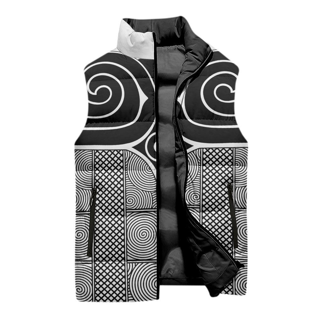 Japan Sleeveless Puffer Jacket Jomon Tattoo Inspiration White