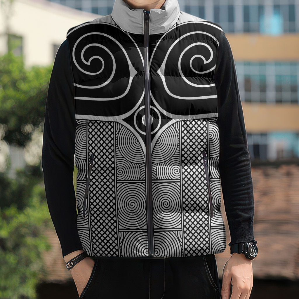 Japan Sleeveless Puffer Jacket Jomon Tattoo Inspiration White