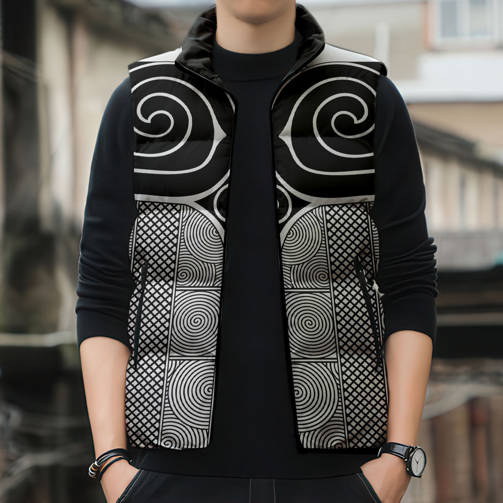 Japan Sleeveless Puffer Jacket Jomon Tattoo Inspiration White