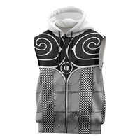 Japan Sleeveless Zip Hoodie Jomon Tattoo Inspiration White