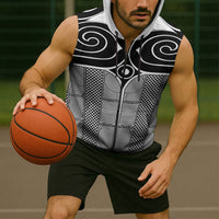 Japan Sleeveless Zip Hoodie Jomon Tattoo Inspiration White