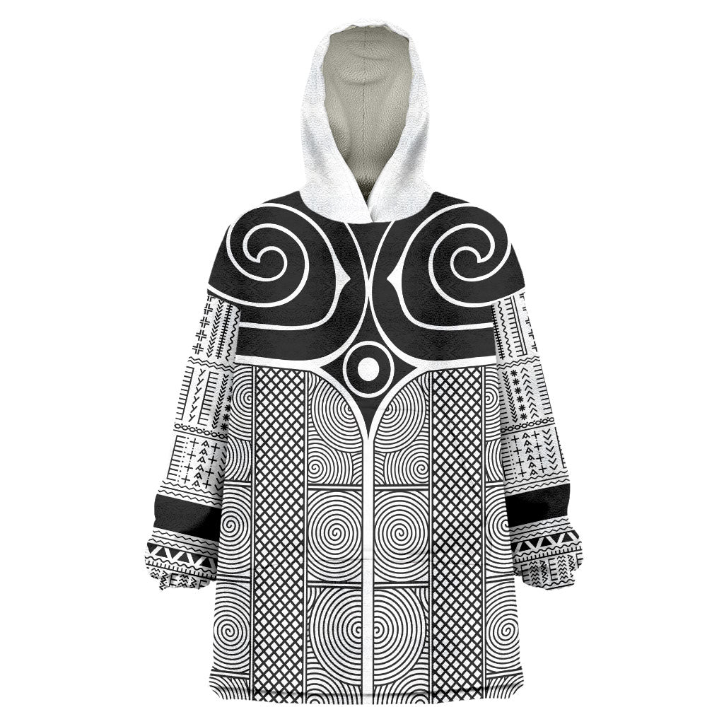 Japan Wearable Blanket Hoodie Jomon Tattoo Inspiration White