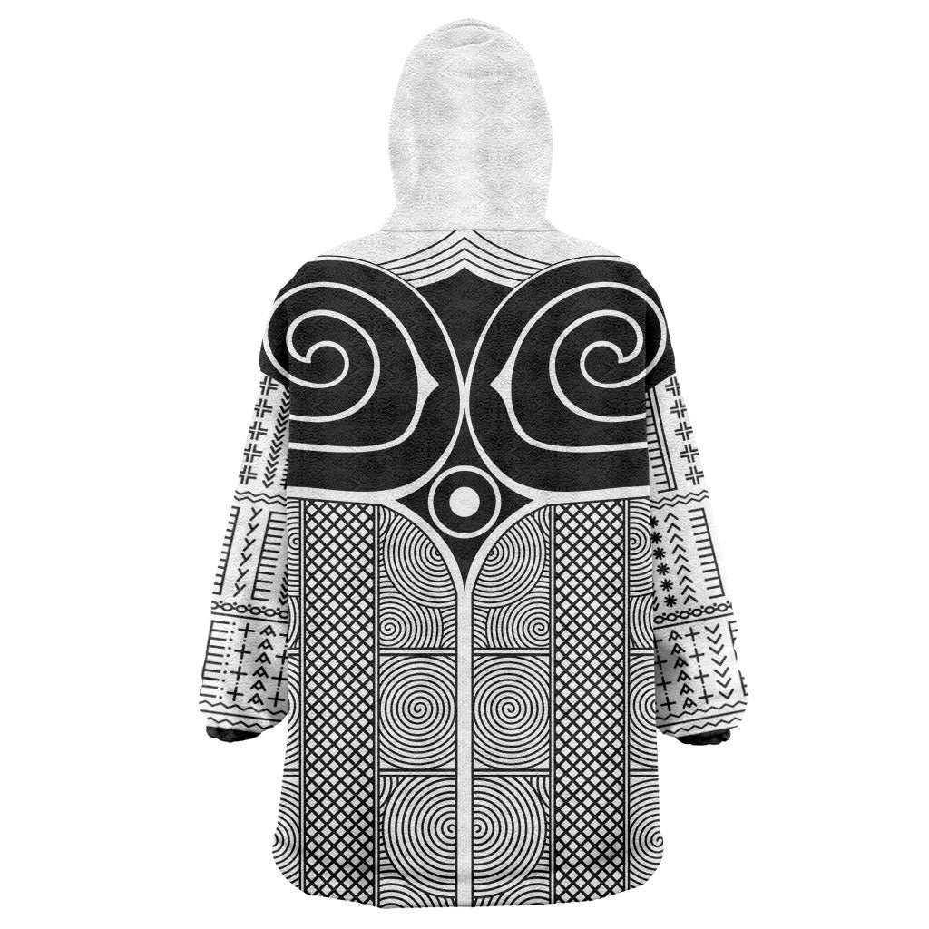 Japan Wearable Blanket Hoodie Jomon Tattoo Inspiration White
