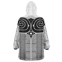 Japan Wearable Blanket Hoodie Jomon Tattoo Inspiration White