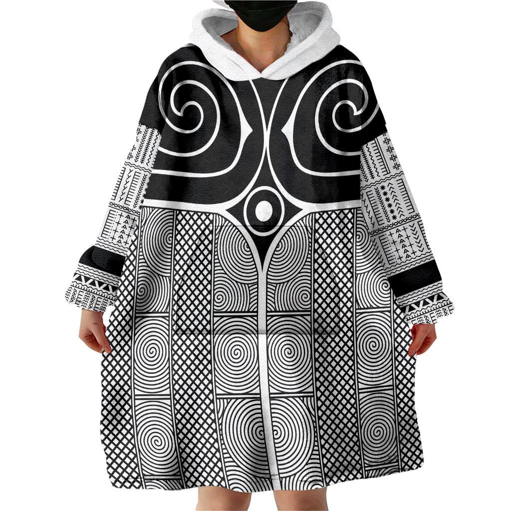 Japan Wearable Blanket Hoodie Jomon Tattoo Inspiration White