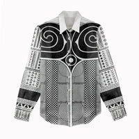 Japan Women Casual Shirt Jomon Tattoo Inspiration White