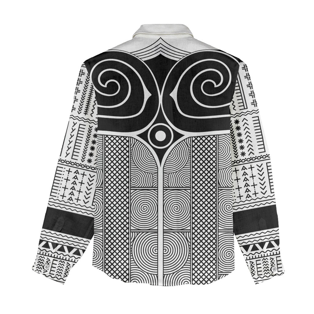 Japan Women Casual Shirt Jomon Tattoo Inspiration White