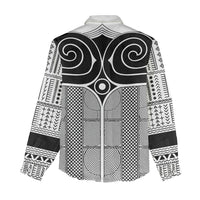 Japan Women Casual Shirt Jomon Tattoo Inspiration White