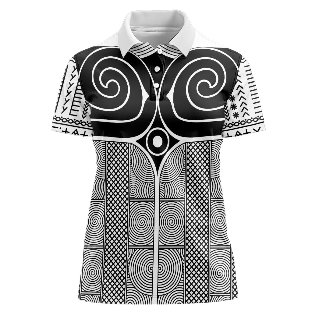 Japan Women Polo Shirt Jomon Tattoo Inspiration White