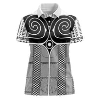 Japan Women Polo Shirt Jomon Tattoo Inspiration White