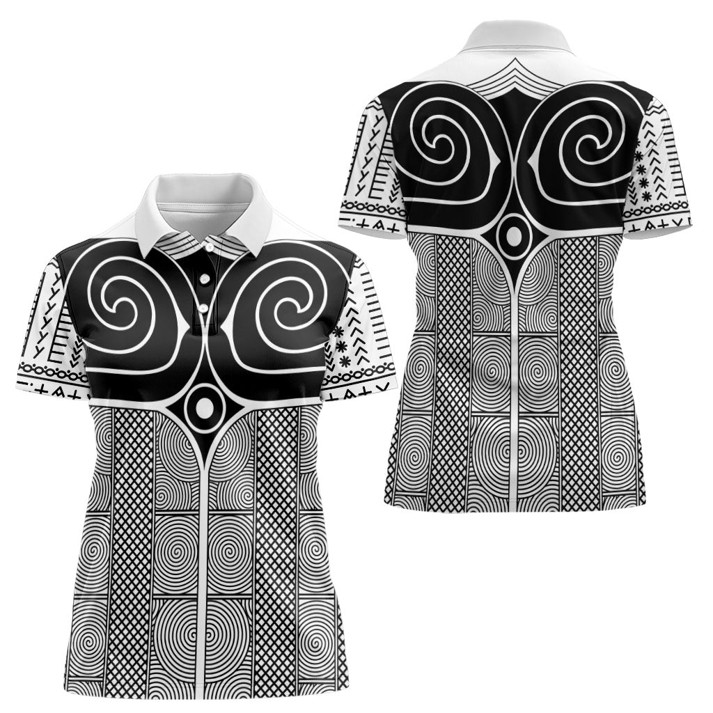 Japan Women Polo Shirt Jomon Tattoo Inspiration White