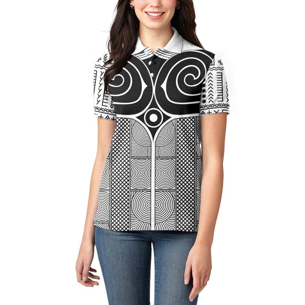 Japan Women Polo Shirt Jomon Tattoo Inspiration White