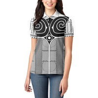 Japan Women Polo Shirt Jomon Tattoo Inspiration White