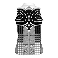 Japan Women Sleeveless Polo Shirt Jomon Tattoo Inspiration White