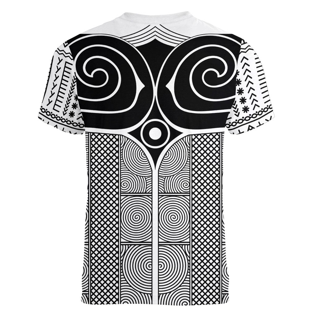 Japan Women V-Neck T-Shirt Jomon Tattoo Inspiration White