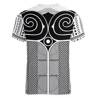 Japan Women V-Neck T-Shirt Jomon Tattoo Inspiration White