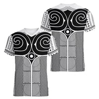 Japan Women V-Neck T-Shirt Jomon Tattoo Inspiration White
