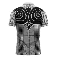 Japan Zipper Polo Shirt Jomon Tattoo Inspiration White