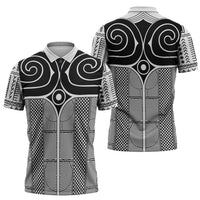 Japan Zipper Polo Shirt Jomon Tattoo Inspiration White