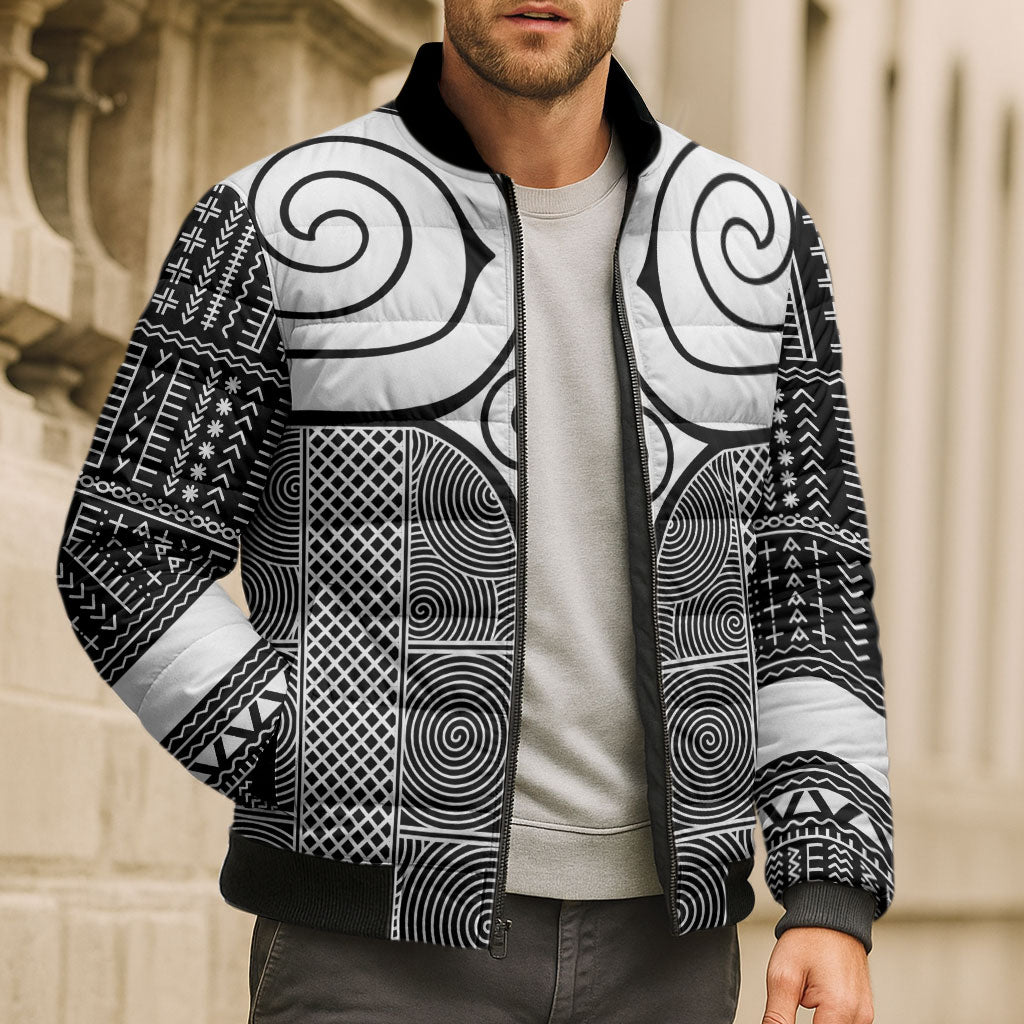 Japan Bomber Puffer Jacket Jomon Tattoo Inspiration Black