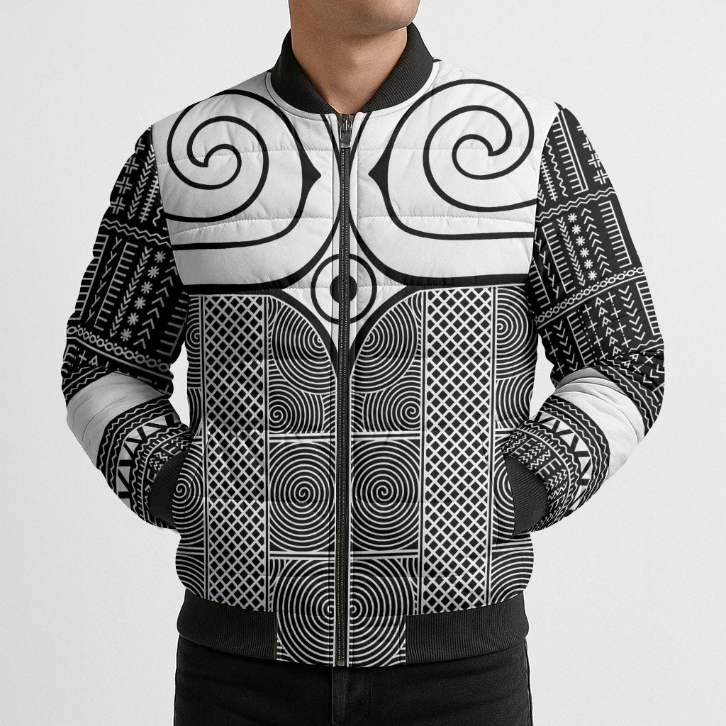 Japan Bomber Puffer Jacket Jomon Tattoo Inspiration Black