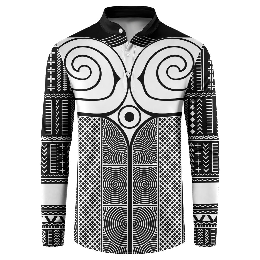 Japan Button Sweatshirt Jomon Tattoo Inspiration Black