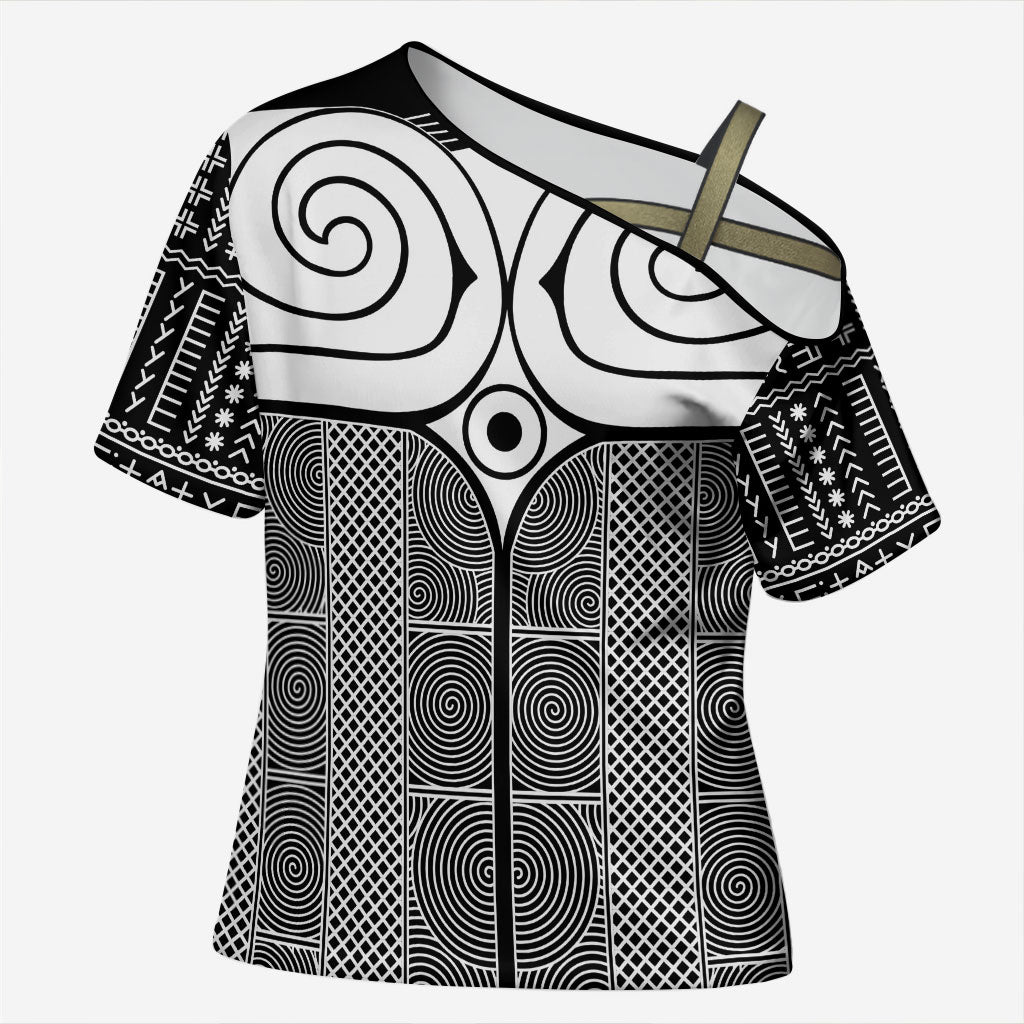 Japan Cross Shoulder Shirt Jomon Tattoo Inspiration Black
