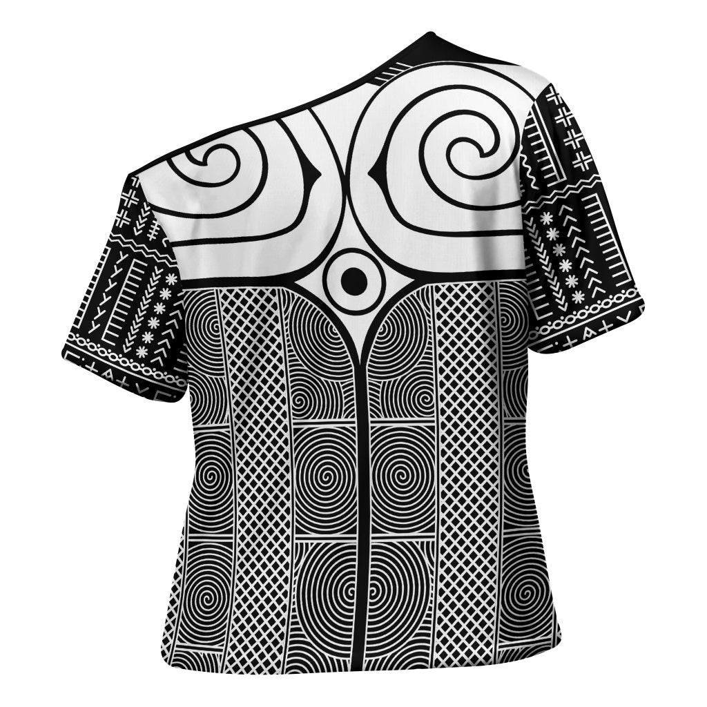 Japan Cross Shoulder Shirt Jomon Tattoo Inspiration Black
