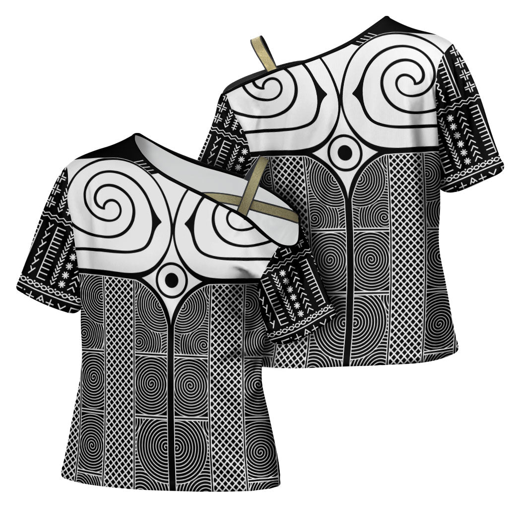 Japan Cross Shoulder Shirt Jomon Tattoo Inspiration Black