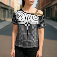 Japan Cross Shoulder Shirt Jomon Tattoo Inspiration Black
