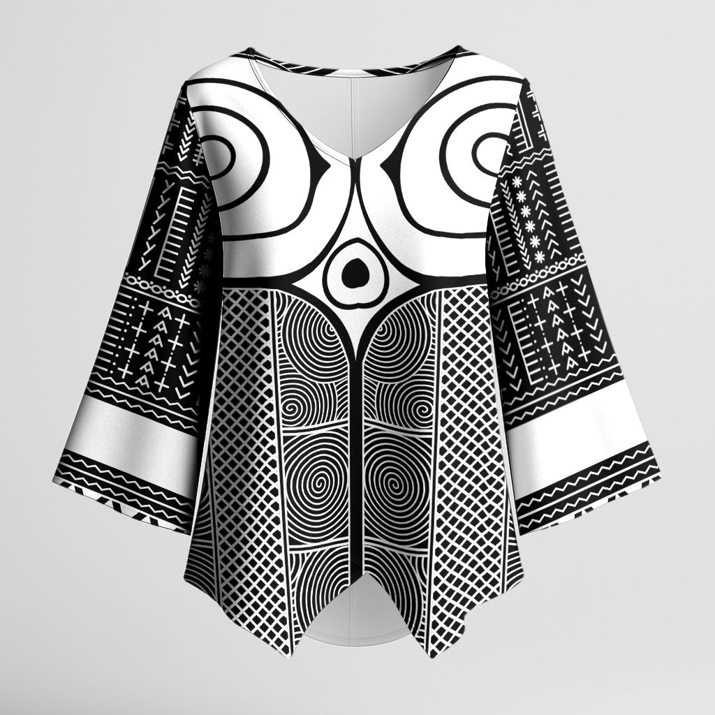 Japan Kimono Sleeve Blouse Jomon Tattoo Inspiration Black