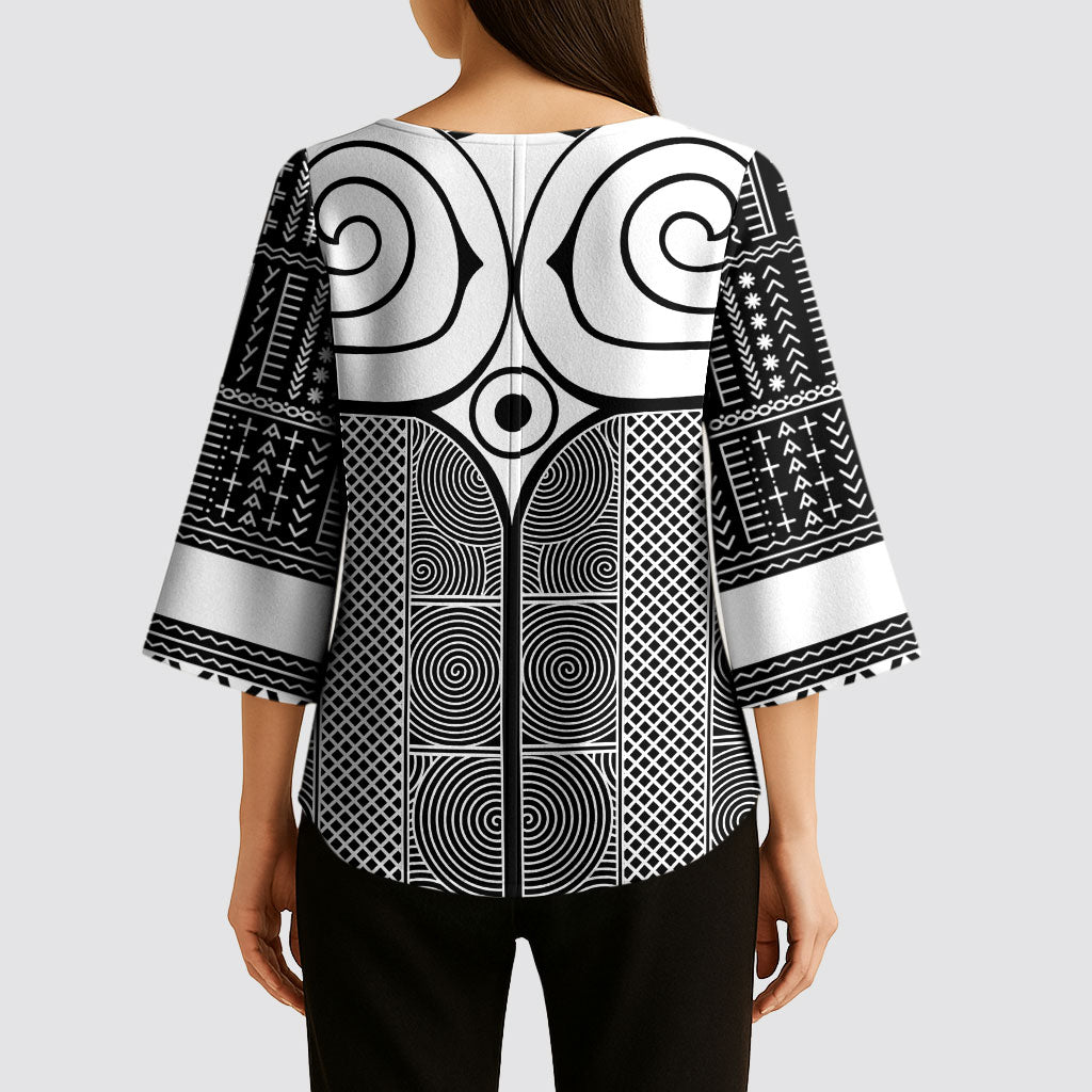 Japan Kimono Sleeve Blouse Jomon Tattoo Inspiration Black